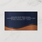 Dunkelblau und metallische Kupfer-Welle Visitenkarte (Rückseite)
