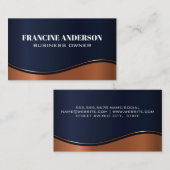 Dunkelblau und metallische Kupfer-Welle Visitenkarte (Vorne/Hinten)