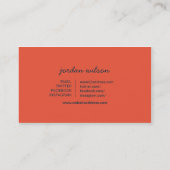 Dunkelblau und Orange Blogger Moderne Typografie Visitenkarte (Rückseite)