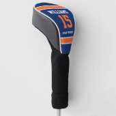 Dunkelblau und Orange Golf Headcover (angewinkelt)
