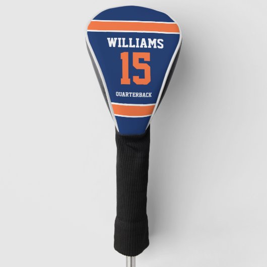 Dunkelblau und Orange Golf Headcover (Vorderseite)