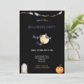 DUNKELBLAU UND ORANGE HALLOWEITE EINLADUNG (Stehend Vorderseite)