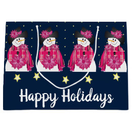 Dunkelblau und rosa Schneemann Große Geschenktüte