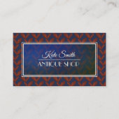 Dunkelblau und rot elegantes, antikes Blattmuster Visitenkarte (Vorderseite)