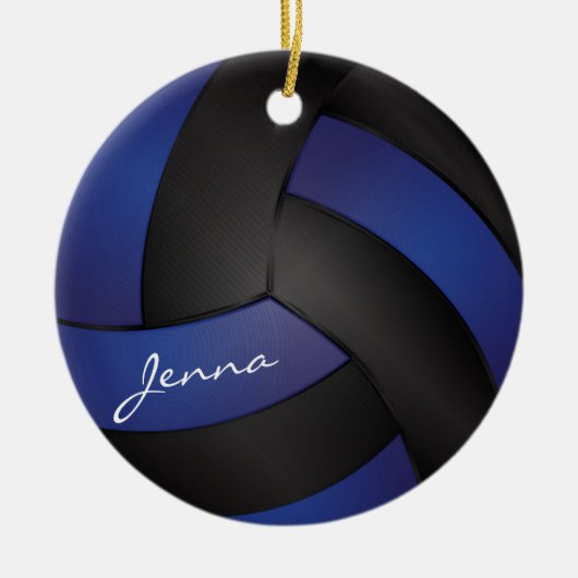 Dunkelblau und Schwarz personalisieren Volleyball Keramikornament (Vorne)
