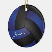 Dunkelblau und Schwarz personalisieren Volleyball Keramikornament (Links)