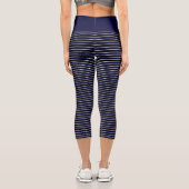 Dunkelblau und schwarze Streifen Capri Leggings (Rückseite)