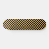 Dunkelblau und Senfgelb Karo Skateboard (Horizontal)