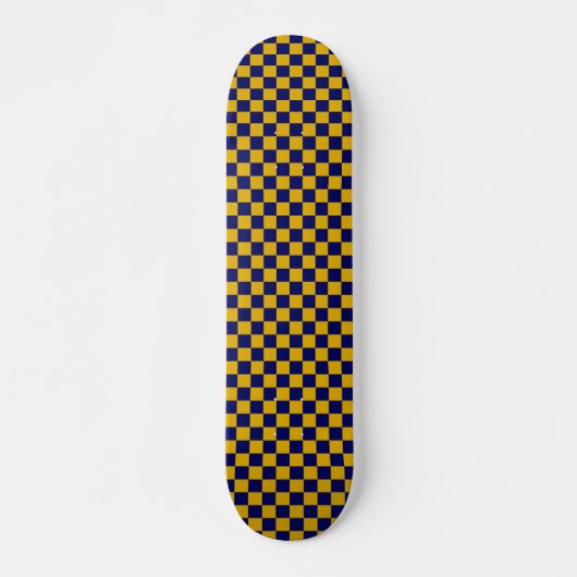 Dunkelblau und Senfgelb Karo Skateboard (Vorne)