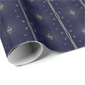 Dunkelblau und Silber Gemustertes Wrapping Paper Geschenkpapier (Rolleneckpunkt)