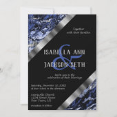 Dunkelblau und Silbermarmor Einladung (Vorderseite)