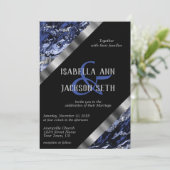 Dunkelblau und Silbermarmor Einladung (Stehend Vorderseite)