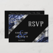 Dunkelblau und Silbermarmor - UAWG RSVP Karte (Vorne/Hinten)