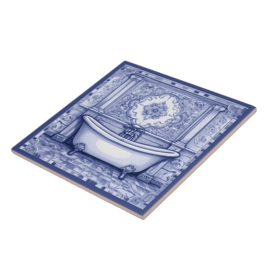 Dunkelblau und weiß Badewanne Badezimmer Fliesen (Seite)