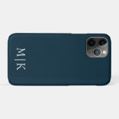 Dunkelblau und weiß | Modernes Monogramm Case-Mate iPhone Hülle (Rückseite (Horizontal))