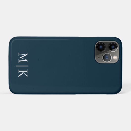 Dunkelblau und weiß | Modernes Monogramm Case-Mate iPhone Hülle (Rückseite (Horizontal))