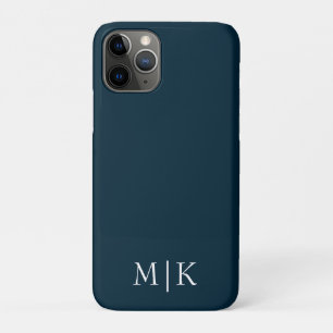 Dunkelblau und weiß Modernes Monogramm Case-Mate iPhone Hülle