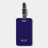 Dunkelblau und Weiß modernes Monogramm Gepäckanhänger (Vorderseite vertikal)