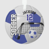 Dunkelblau und Weiß personalisieren Fußball Ornament (Rückseite)