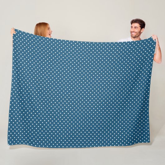 Dunkelblau und Weiß Polka Dot Muster Fleecedecke (Beispiel)