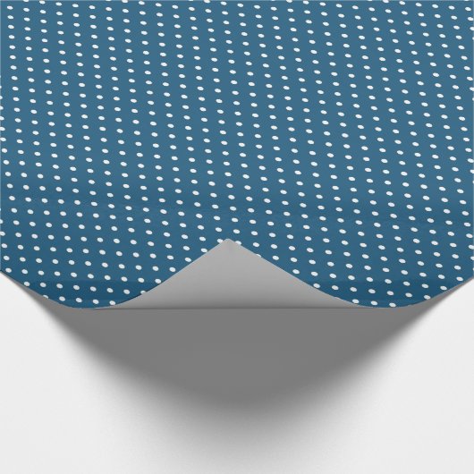 Dunkelblau und Weiß Polka Dot Muster Geschenkpapier (Ecke)