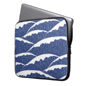 Dunkelblau und Weiß Waves Elektronik-Bag Laptopschutzhülle (Vorderseite Links)
