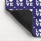 DUNKELBLAU UND WEISSE LIEBE MIT HERZEN MOUSEPAD (Ecke)
