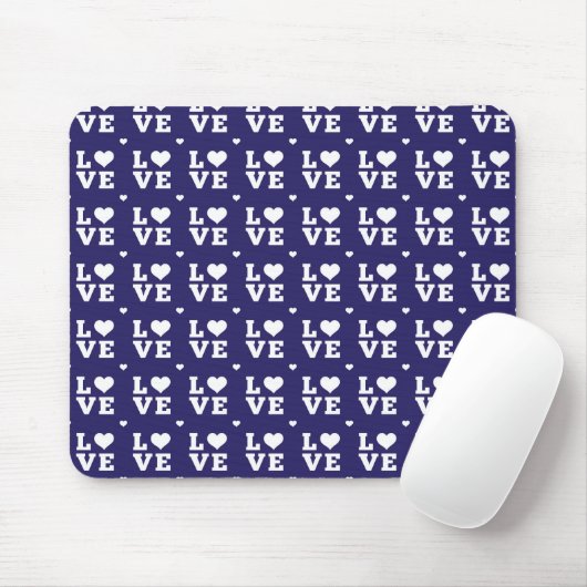 DUNKELBLAU UND WEISSE LIEBE MIT HERZEN MOUSEPAD (Mit Mouse)