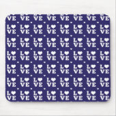 DUNKELBLAU UND WEISSE LIEBE MIT HERZEN MOUSEPAD (Vorne)