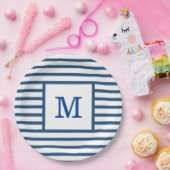 Dunkelblau und weiße Streifen - benutzerdefinierte Pappteller (Party)