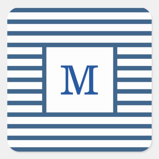Dunkelblau und weiße Streifen - benutzerdefinierte Quadratischer Aufkleber (Vorderseite)