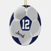 Dunkelblau und weißer Fußball Keramik Ornament (Rechts)
