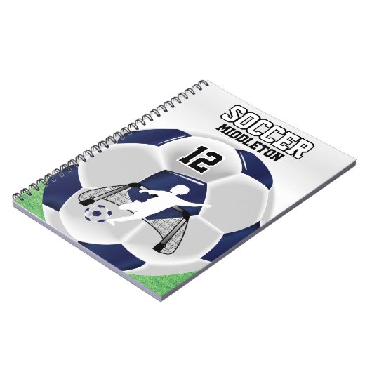 Dunkelblau und weißer Fußball Notizblock (Linke Seite)