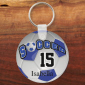 Dunkelblau und weißer Fußball Schlüsselanhänger (Rückseite)