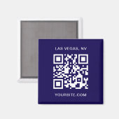Dunkelblau und weißer moderner QR-Code Promo Magnet (Vorderseite/Rückseite)