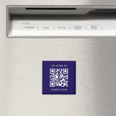 Dunkelblau und weißer moderner QR-Code Promo Magnet (In Situ (Geschirrspüler))