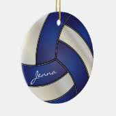 Dunkelblau und weißer Volleyball | DIY Name Keramik Ornament (Rechts)