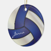 Dunkelblau und weißer Volleyball | DIY Name Keramik Ornament (Links)