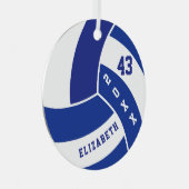 Dunkelblau und weißer Volleyball Ornament Aus Metall (Vorderseite Rechts)