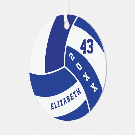 Dunkelblau und weißer Volleyball Ornament Aus Metall (Vorderseite links)