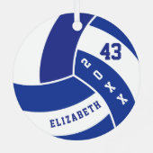 Dunkelblau und weißer Volleyball Ornament Aus Metall (Rückseite)