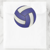 Dunkelblau und weißer Volleyball Runder Aufkleber (Tasche)