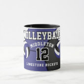 Dunkelblau und weißer Volleyball Sport Tasse (Zentrum)