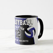 Dunkelblau und weißer Volleyball Sport Tasse (VorderseiteRechts)