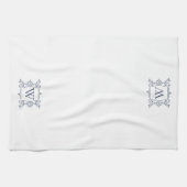 Dunkelblau | Vintag Frame Monogram Geschirrtuch (Horizontal)