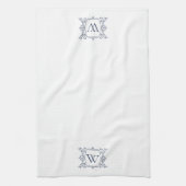 Dunkelblau | Vintag Frame Monogram Geschirrtuch (Vertikal)