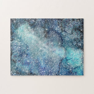 Dunkelblau Wasserfarbe Universe Galaxie Spirituell Puzzle