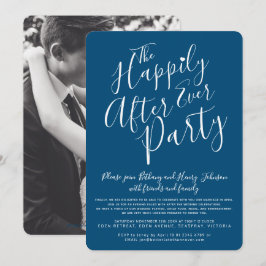 Dunkelblau weiß fröhlich nach der Hochzeitsfeier Einladung