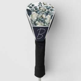 Dunkelblau & weiß Moderne Blumengrün Golf Headcover