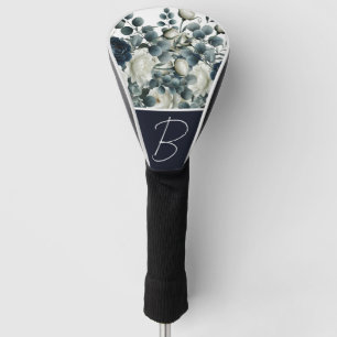 Dunkelblau & weiß Moderne Blumengrün Golf Headcover